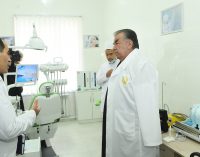 Президент страны Эмомали Рахмон в сельском джамоате имени Хайдара Усмонова Бободжон Гафуровского района сдал в эксплуатацию Центр здоровья